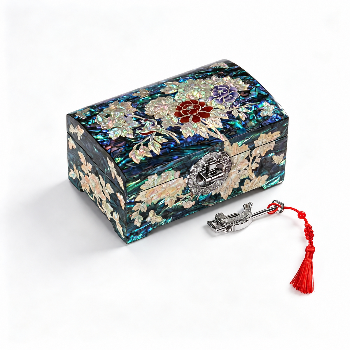 Blue-Green Mother-of-Pearl Jewelry Box — product view 1